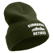 Submarine Retired Embroidered 12 Inch Solid Long Beanie Made in USA - Olive OSFM