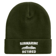 Submarine Retired Embroidered 12 Inch Solid Long Beanie Made in USA - Olive OSFM