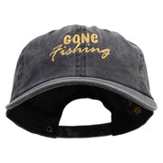 Gone Fishing Embroidered Cotton Twill Premium Pigment Dyed Cap - Black OSFM