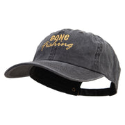 Gone Fishing Embroidered Cotton Twill Premium Pigment Dyed Cap - Black OSFM