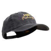 Gone Fishing Embroidered Cotton Twill Premium Pigment Dyed Cap - Black OSFM