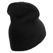 Made in USA Golden Dolphin US Submarine Veteran Symbol Embroidered 8 Inch Solid Knit Short Beanie