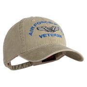 U.S. Air Force Pilot Veteran Embroidered Washed Solid Pigment Dyed Cotton Twill Brass Buckle Cap - Khaki OSFM