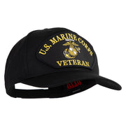 U.S. Marine Corps Veteran Black Patched Solid Cotton Twill Pro Style Cap - Black OSFM