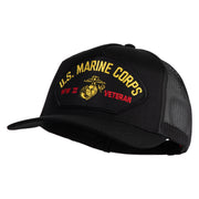 US Marine Corps WWII Veteran Patched Solid Cotton Twill 5 panel Mesh Back Cap - Black OSFM