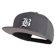 Old English White B Patched Cotton Twill Flat Bill Cap - Charcoal OSFM