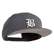 Old English White B Patched Cotton Twill Flat Bill Cap - Charcoal OSFM