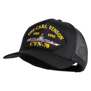 USS Carl Vinson 1980 1992 CVN 70 Patched Solid Cotton Twill 5 panel Mesh Back Cap - Black OSFM