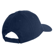 Small Flamingo Bird Embroidered Iron On Patched 6 Panel Washed Low Profile Dad Hat - Navy OSFM