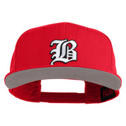 Old English White B Patched Cotton Twill Flat Bill Cap - Red OSFM