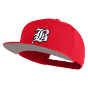 Old English White B Patched Cotton Twill Flat Bill Cap - Red OSFM
