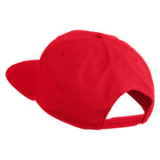 Old English White B Patched Cotton Twill Flat Bill Cap - Red OSFM