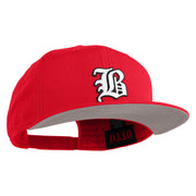 Old English White B Patched Cotton Twill Flat Bill Cap - Red OSFM