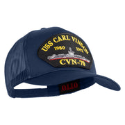 USS Carl Vinson 1980 1992 CVN 70 Patched Solid Cotton Twill 5 panel Mesh Back Cap - Navy OSFM