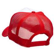 Cars-Red 57 Cherry Embroidered 5 Panel High Profile Poly Cotton Twill Mesh Trucker Cap - White-Red OSFM