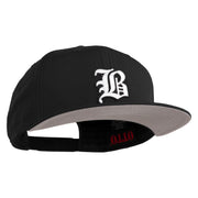 Old English White B Patched Cotton Twill Flat Bill Cap - Black OSFM