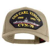 USS Carl Vinson 1980 1992 CVN 70 Patched Solid Cotton Twill 5 panel Mesh Back Cap - Khaki OSFM