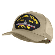 USS Carl Vinson 1980 1992 CVN 70 Patched Solid Cotton Twill 5 panel Mesh Back Cap - Khaki OSFM