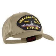 USS Carl Vinson 1980 1992 CVN 70 Patched Solid Cotton Twill 5 panel Mesh Back Cap - Khaki OSFM