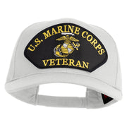 U.S. Marine Corps Veteran Black Patched Solid Cotton Twill Pro Style Cap - White OSFM
