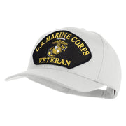 U.S. Marine Corps Veteran Black Patched Solid Cotton Twill Pro Style Cap - White OSFM