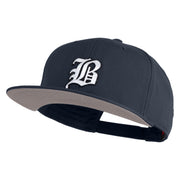 Old English White B Patched Cotton Twill Flat Bill Cap - Navy OSFM