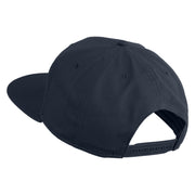 Old English White B Patched Cotton Twill Flat Bill Cap - Navy OSFM