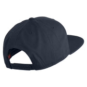 Old English White B Patched Cotton Twill Flat Bill Cap - Navy OSFM