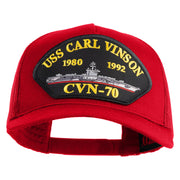 USS Carl Vinson 1980 1992 CVN 70 Patched Solid Cotton Twill 5 panel Mesh Back Cap - Red OSFM
