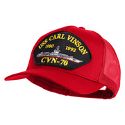USS Carl Vinson 1980 1992 CVN 70 Patched Solid Cotton Twill 5 panel Mesh Back Cap - Red OSFM