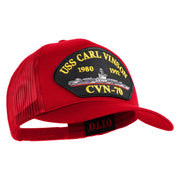 USS Carl Vinson 1980 1992 CVN 70 Patched Solid Cotton Twill 5 panel Mesh Back Cap - Red OSFM