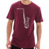 Music Notes Saxophone Unisex Ring Spun Cotton Vintage Short Sleeve Crewneck Tee Shirt