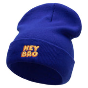 Hey Bro Embroidered 12 Inch Long Knitted Beanie - Royal OSFM