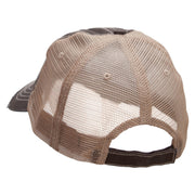 Pixel Skull Embroidered Low Profile Special Cotton Mesh Cap - Brown-Khaki OSFM