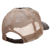 Pixel Skull Embroidered Low Profile Special Cotton Mesh Cap - Brown-Khaki OSFM