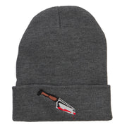 Bloody Knife Embroidered Long Beanie