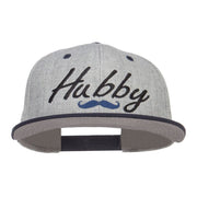 Hubby Mustache Embroidered Flat Bill Snapback