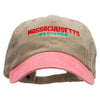 Massachusetts Year Established Embroidered Pigment Dyed Wash Cap - Khaki-Red OSFM