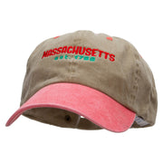 Massachusetts Year Established Embroidered Pigment Dyed Wash Cap - Khaki-Red OSFM