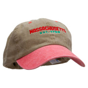 Massachusetts Year Established Embroidered Pigment Dyed Wash Cap - Khaki-Red OSFM