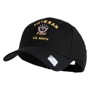 Veteran US Navy Embroidered Solid Cotton Twill Low Profile Cap - Black OSFM