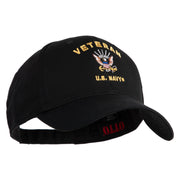 Veteran US Navy Embroidered Solid Cotton Twill Low Profile Cap - Black OSFM