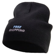 Free Shipping Embroidered 8 Inch Short Beanie - Black OSFM