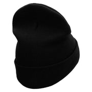 Hey Bro Embroidered 12 Inch Long Knitted Beanie - Black OSFM