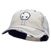 Pixel Skull Embroidered Low Profile Special Cotton Mesh Cap - Putty OSFM