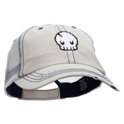 Pixel Skull Embroidered Low Profile Special Cotton Mesh Cap - Putty OSFM