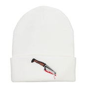 Bloody Knife Embroidered Long Beanie