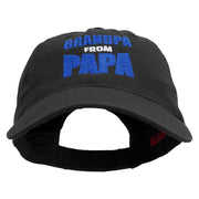 Grandpa From Papa Embroidered Garment Washed Cotton Twill Cap - Black OSFM