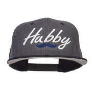 Hubby Mustache Embroidered Flat Bill Snapback