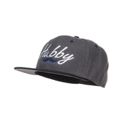 Hubby Mustache Embroidered Flat Bill Snapback